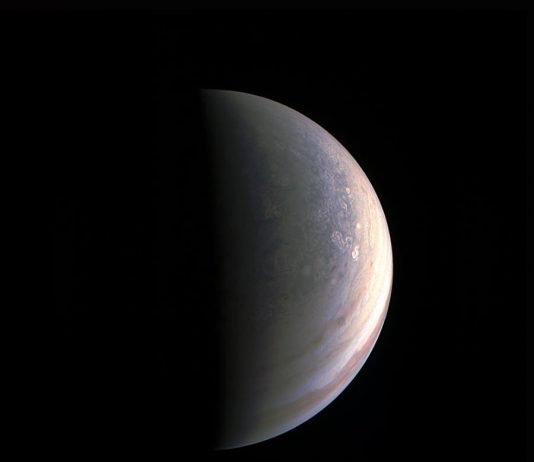 NASA Juno's spacecraft takes a picture while approaching Jupiter's North Pole