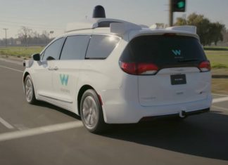 Waymo's Pacifica Minivan from the rear.